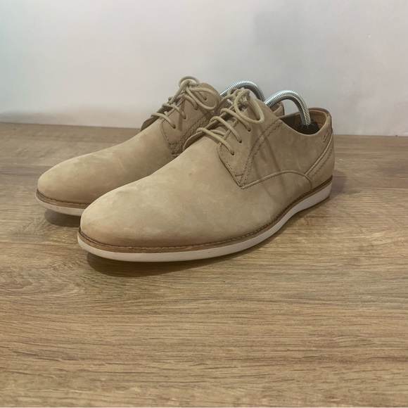 Clarks Franson Plain Nubuck Casual Shoes Size 8 G Beige Sand - Picture 5 of 14